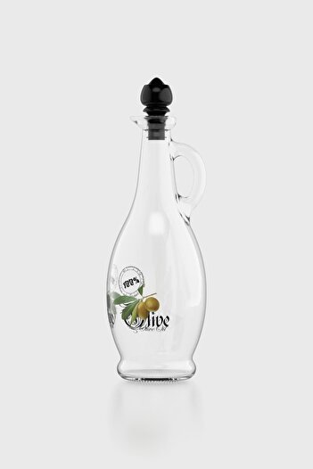 Renga Kibele Patterned 750 ml Glass Oil Bottle with Black Lid 152044