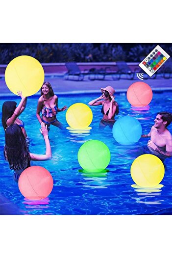 RATSAW LED Light Up 16in Beach Ball with Remote Control, Glow in the Dark Pool Toys, Floating Waterp