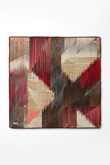 Levidor Burgundy Stripe Pattern Twill Silk Scarf