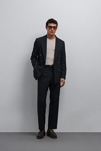 Antioch Navy Blue Tapered Fit Men's Trousers