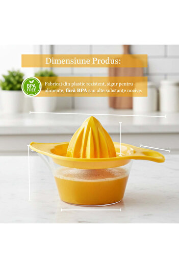 Köken Manual Citrus Juicer, PP Plastic BPA Free, Robust, for Juices, With Collector Bowl and Sieve, Yellow