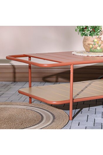 Danube Home Shinola Red Steel Coffee Table for Outdoor Living & Balcony Sets - Stylish & Durable Design