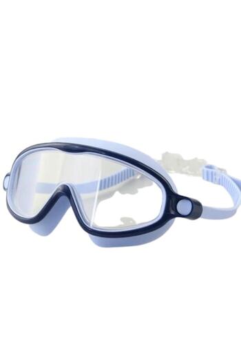 Haizid Swimming Goggles for Kids, Scuba Style - Wide Field of View, Adjustable Silicone Strap, Dark Blue