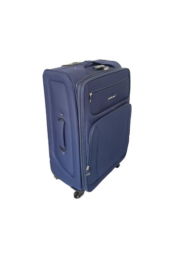 OEM Textile Trolley Suitcase, 4 Wheels, Navy Blue, Medium, 60x42x28 cm, TRC21