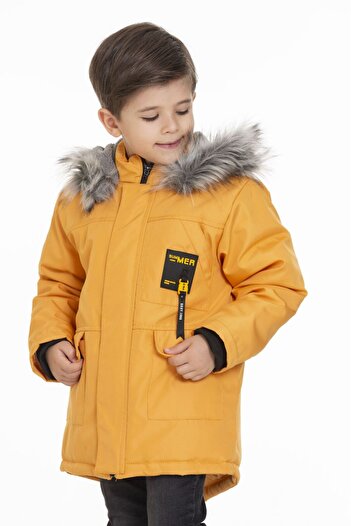 ÖFİ Kids Waterproof Removable, Fur Hooded Boys' Coat