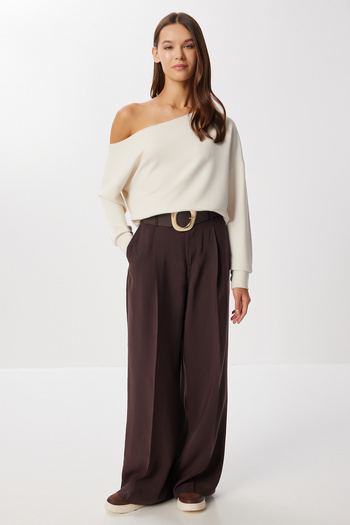 Lovelyİstanbul Open Shoulder Soft Modal Blouse Lrx0014 Stone