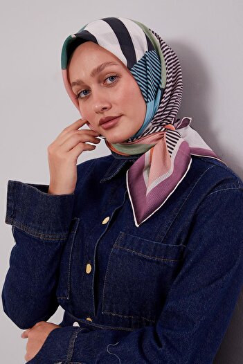 Levidor Lilac Geometric Pattern Cotton Scarf