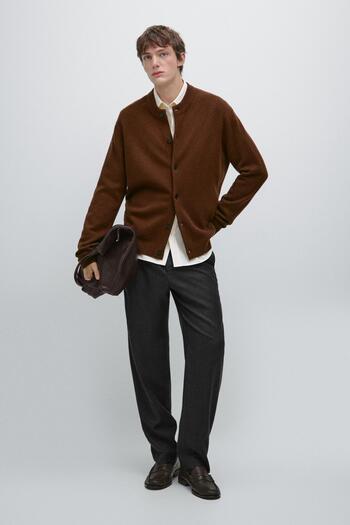 Massimo Dutti %100 yün triko bisiklet yaka hırka