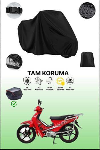 dokaca Black Rear Bag Compatible Mondial 100 Mfh Compatible Motorcycle Tarpaulin, Protective Cover