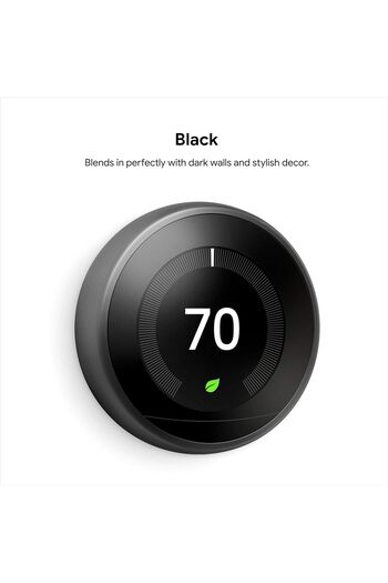 Google Nest Smart Learning Wi-Fi Programmable Thermostat, 3rd Gen, Mirror Black