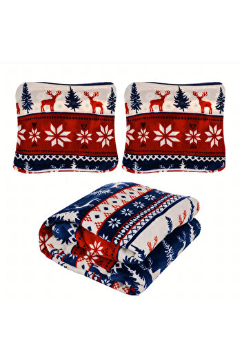 zola Duvet cover and 2 pillowcases set, size 160 x 220 / 40 x 45 cm, Christmas reindeer pattern