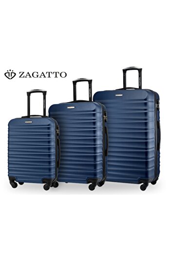 zagatto Set 3 cărucioare pentru vacanță, Zagatto®, Albastru, Mărimi S-M-L, 55/65/75 cm, 35/60/90 L, Cusături făcute manual și în carouri