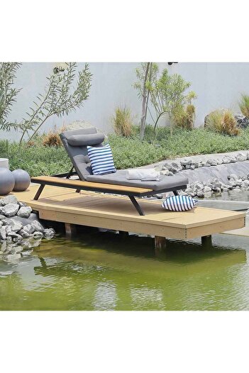 Danube Home Sunny Lounger with Side Table - Grey Outdoor Sun Lounger, 1 Year Warranty, Comfortable & Stylish