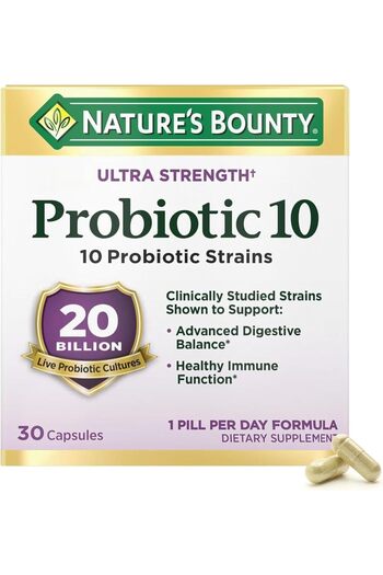 Nature's Bounty High Probiotic 10 Daily Support for Digestive, Immune, and Respiratory Health, 30 Capsules -