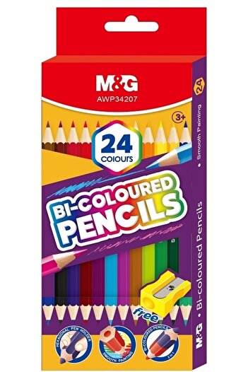 M&G M&G Duo hexagonal colored pencils, 24 colors and gift sharpener