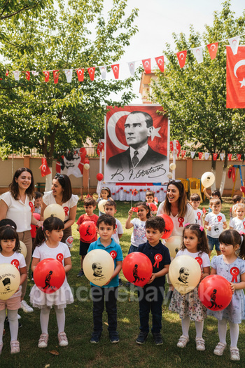 Pencere Bayrak 100 Pieces Ataturk Printed Balloon Set