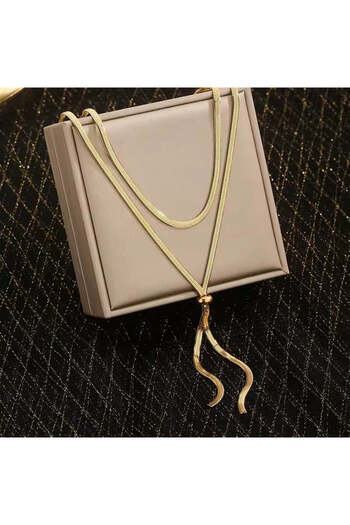Pursehuit Long gold-plated stainless steel necklace, long, 18k gold, Delma C1