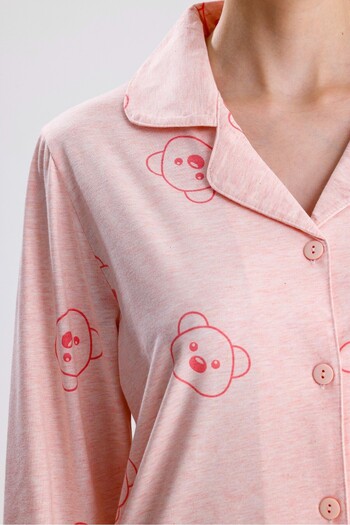 Yeni İnci Bear Pattern Cotton Women's Pajama Set