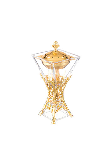 Dania Gold metal incense burner with crystal decorative cover