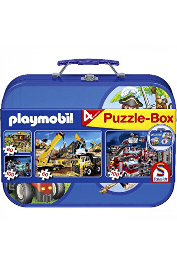 Playmobil 4 Puzzle Briefcase, Blue, 2 x 60, 2 x 100, for ages 4+
