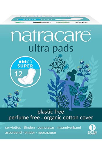 Natracare - Pack of 12 Ultra Super Sanitary Pads with Wings - Organic Cotton