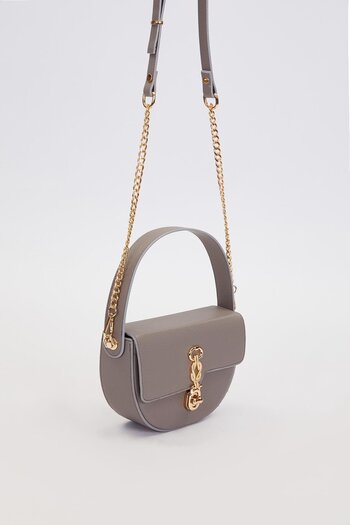 Levidor Gray Cover Buckle Handbag