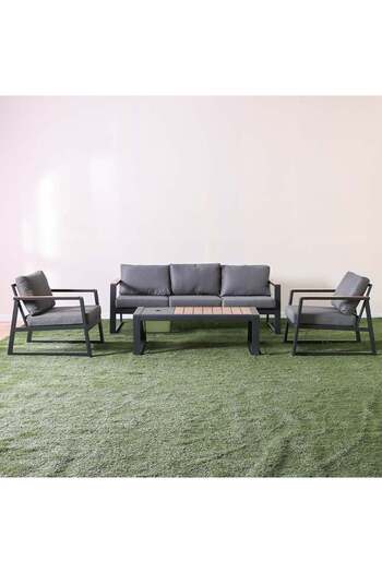 Danube Home Roma 5-Seater Outdoor Sofa Set - Includes 3-Seater, 2 Single Seats & Coffee Table, 2-Year Warranty