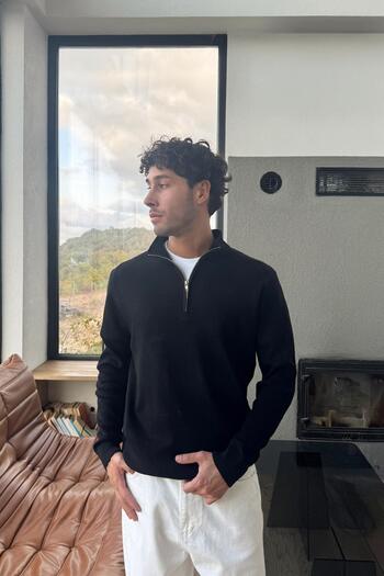 Flaw Wear Ribbed Zippered Knit Sweater