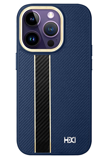 Fuchsia iPhone 15 Pro Case Hbc-163 Times Cover - Navy Blue