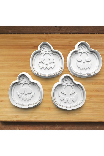 Hobist Halloween Cute Pumpkins Set of 4 Cookie and Candy Dough Molds