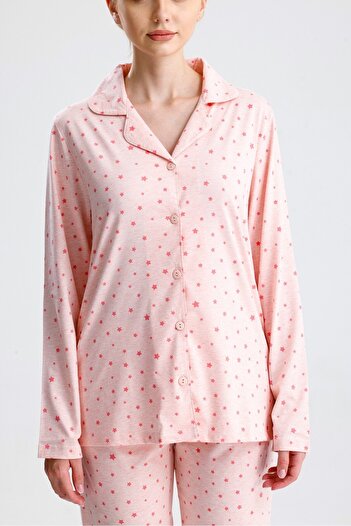 Yeni İnci Star Pattern Cotton Women's Pajama Set