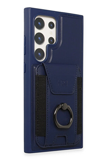 Fuchsia Samsung Galaxy S24 Ultra Hbc-228 Havana Magnet Cover with Business Card Holder - Navy Blue