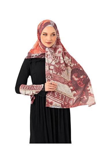 Zaytoon Palestinian Shawl Old Image Holding Hands Digitally Printed Palestinian Shawl S100047