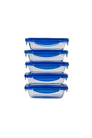 Pyrex Cook & Go Set of 5 Rectangular Lunchboxes 0.8 L- Made in France