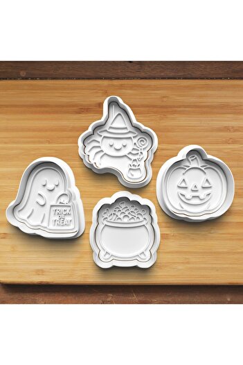 Hobist Halloween Trick or Treat Set of 4 Cookie and Candy Dough Molds