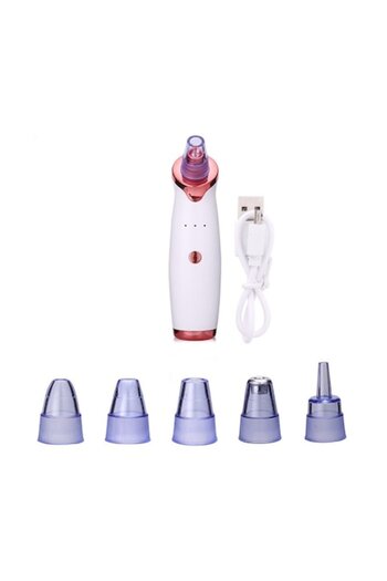 OEM Vacuum Device for Blackhead Removal, 5 Interchangeable Heads, 450 mAh Battery, White/Rose Gold
