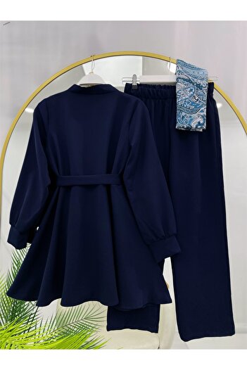 YEDİLALE Brooched Waist Belted Jacket Pants Double Set