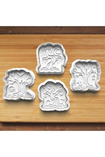 Hobist Halloween Cemetery Trees Set of 4 Cookie and Fondant Mold