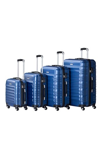 Juskys Set 4 trolere de diferite dimensiuni, S-M-L-XL, ABS, roti robuste de 360°, albastru
