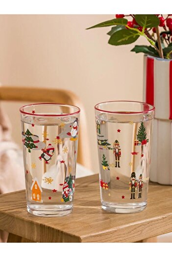 LC Waikiki New Year Themed Glass Cup Set of 2 570 ml (W5)