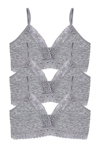 Öts Girl's Bustier 3-Piece Without Pads V-Neck (96% Cotton - 4% Elastane)