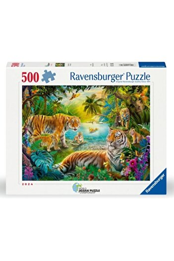 RAVENSBURGER Puzzle 2D, Ravensburger, Familie de tigri, 500 piese, multicolor