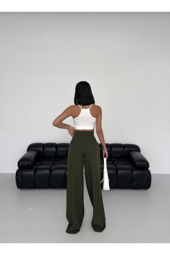 Wear Up    Three Button Detailed Palazzo Trousers