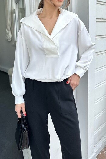 Suziş Poplin Fabric with Six Rubbered Collar Sweat Key36720