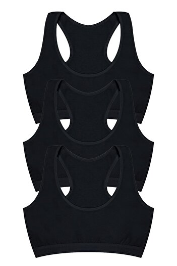 Öts Girl's Bustier 3-Piece Non-Padded Sports Bra (96% Cotton - 4% Elastane)