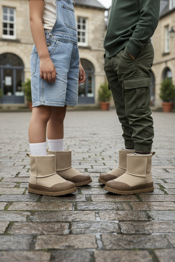JOJO KIDS unisex παιδικές μπότες με εντός της κορυφής της γούνας, δερμάτινες μπότες με φερμουάρ, αντιολισθητική σόλα, αδιάβροχες μπότες