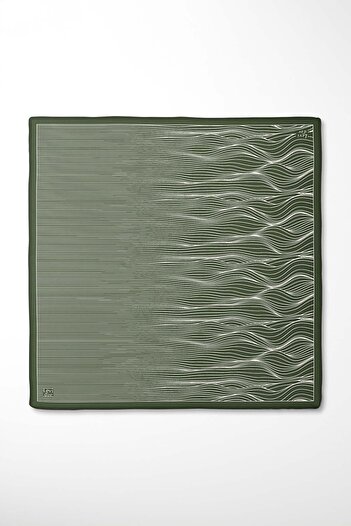 Levidor Khaki Line Pattern Twill Silk Scarf