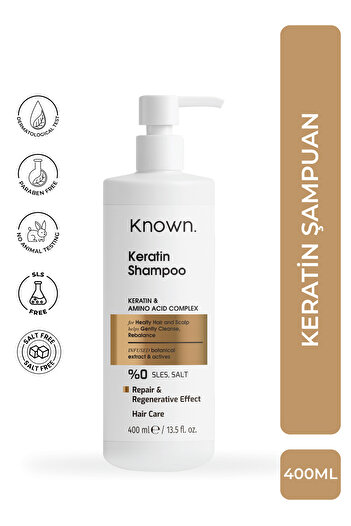 KNOWN. Sulfate-Free Salt-Free Nourishing Natural Keratin Shampoo (400ml) - Anti-Hair Loss Strengthening