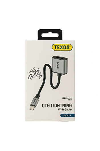 YOURZ Texos OTG Lightning With Cable USB-A Female USB OTG Cable Adapter- Gray