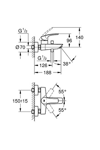 Other Grohe Eurosmart Chrome Bathtub Faucet, Single-Lever